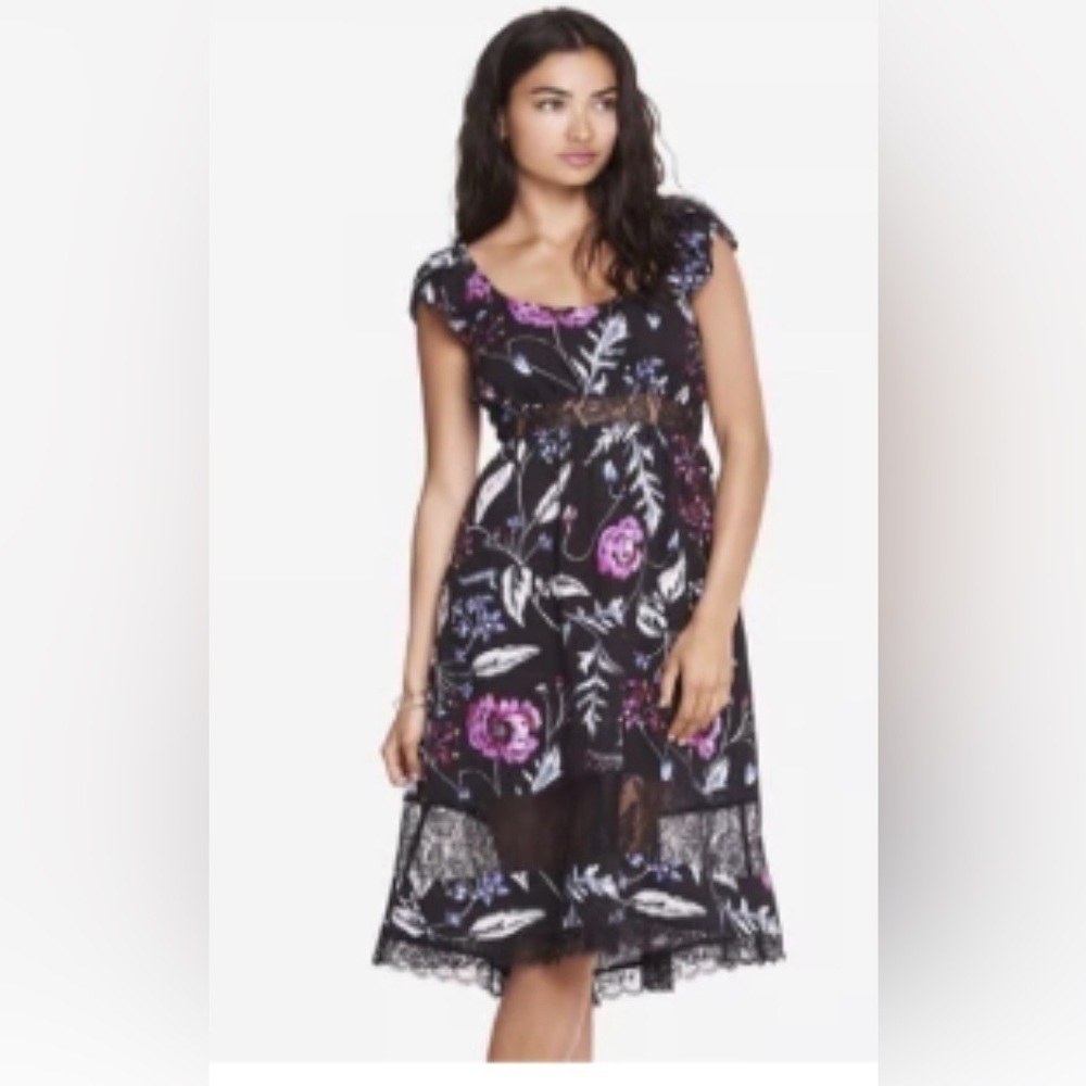 Express floral lace midi dress